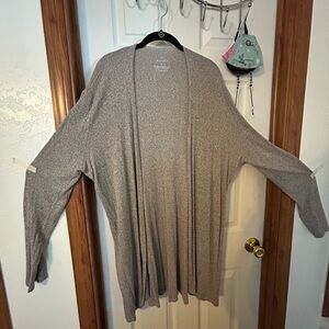 Women’s cardigan, size label says 2x,but runs small, maybe large, beige in color